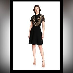 NWT Shani Lace Bodice Fit & Flare Dress w Bow Tie - Size 10 - Black and White